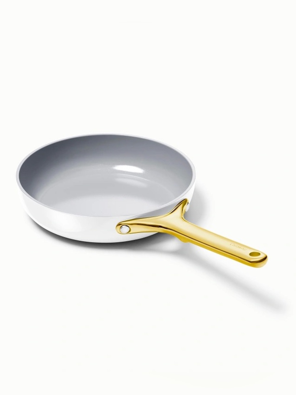 Caraway White Ceramic Mini Frying Fry Pan with Gold Handle 8" IN New in Box $125